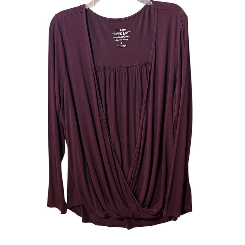 Torrid SUPER SOFT BURGUNDY PURPLE SURPLICE MIDI TOP SIZE 2X